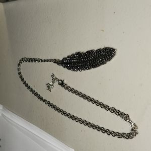 Rhinestone Feather Necklace